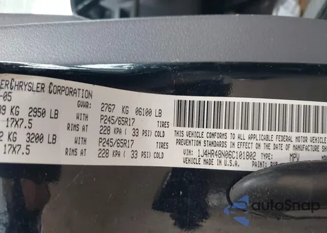 2006 Jeep Grand Cherokee Laredo from USA, damaged, VIN 1J4HR48N06C101802